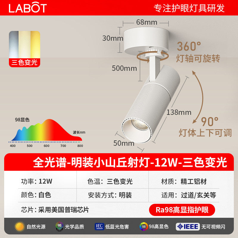 Surface-mounted hill spotlight with adjustable angle foldable ceiling-mounted wall wash light full spectrum living room high display wall wash light