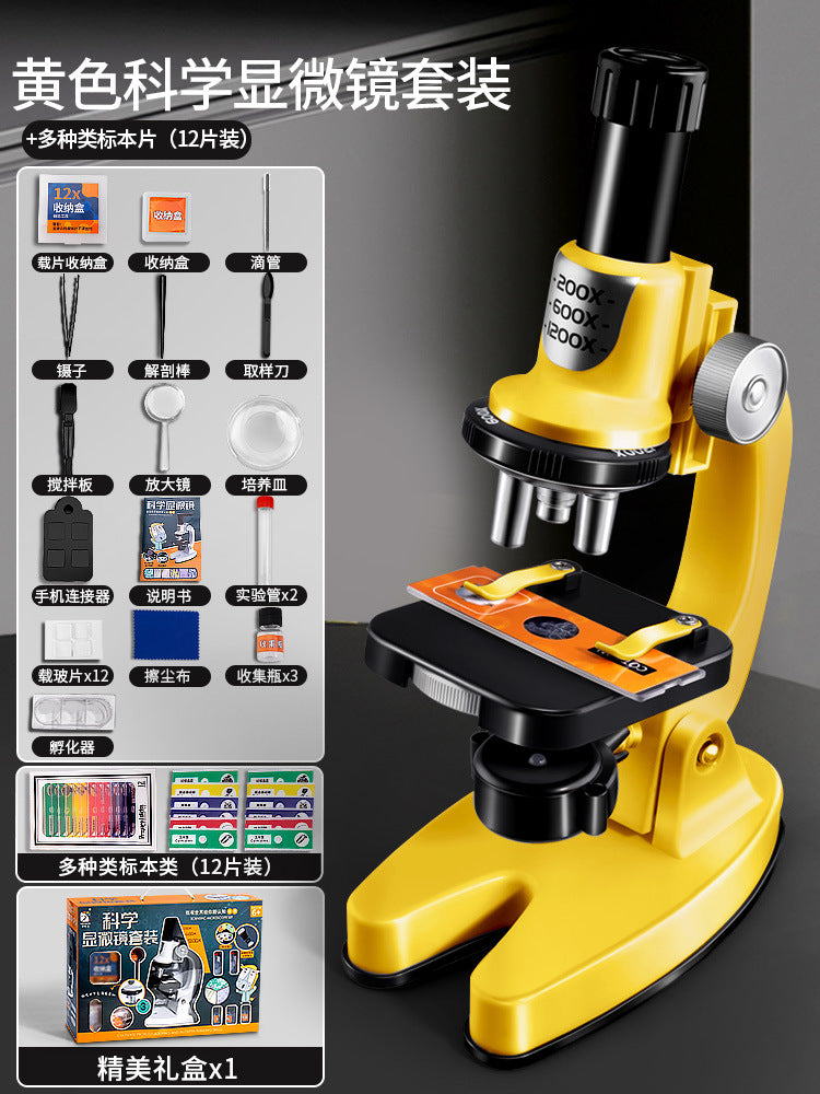 Children's microscope set - see bacteria, science experiment kit, high-definition educational toy for elementary and middle school students, perfect for boys