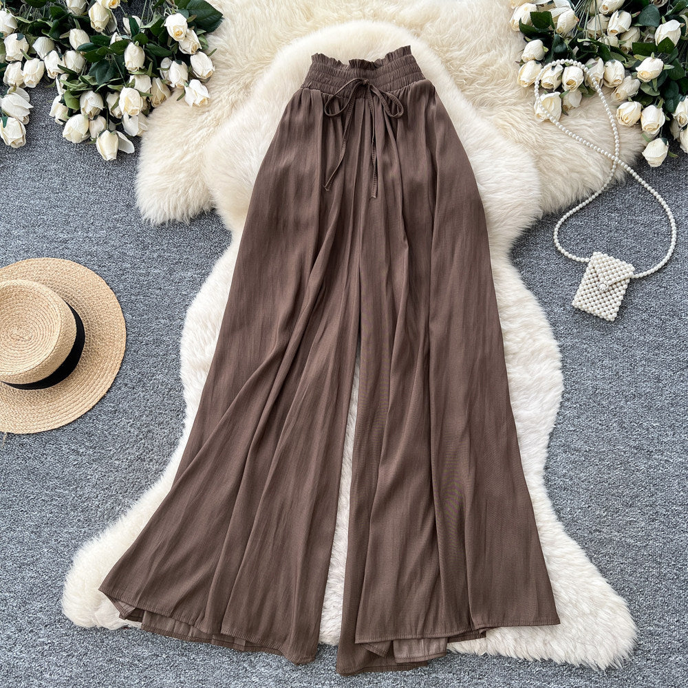 K-stylework clothing style high waistloose pants women's lazy style drapedloose flesh-covering elastic waisteasiest for matchcasualpants