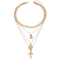 Long cross necklace wholesale fashion cross-border diamond pendant female elegant multi-layer virgin thanksgiving clavicle chain