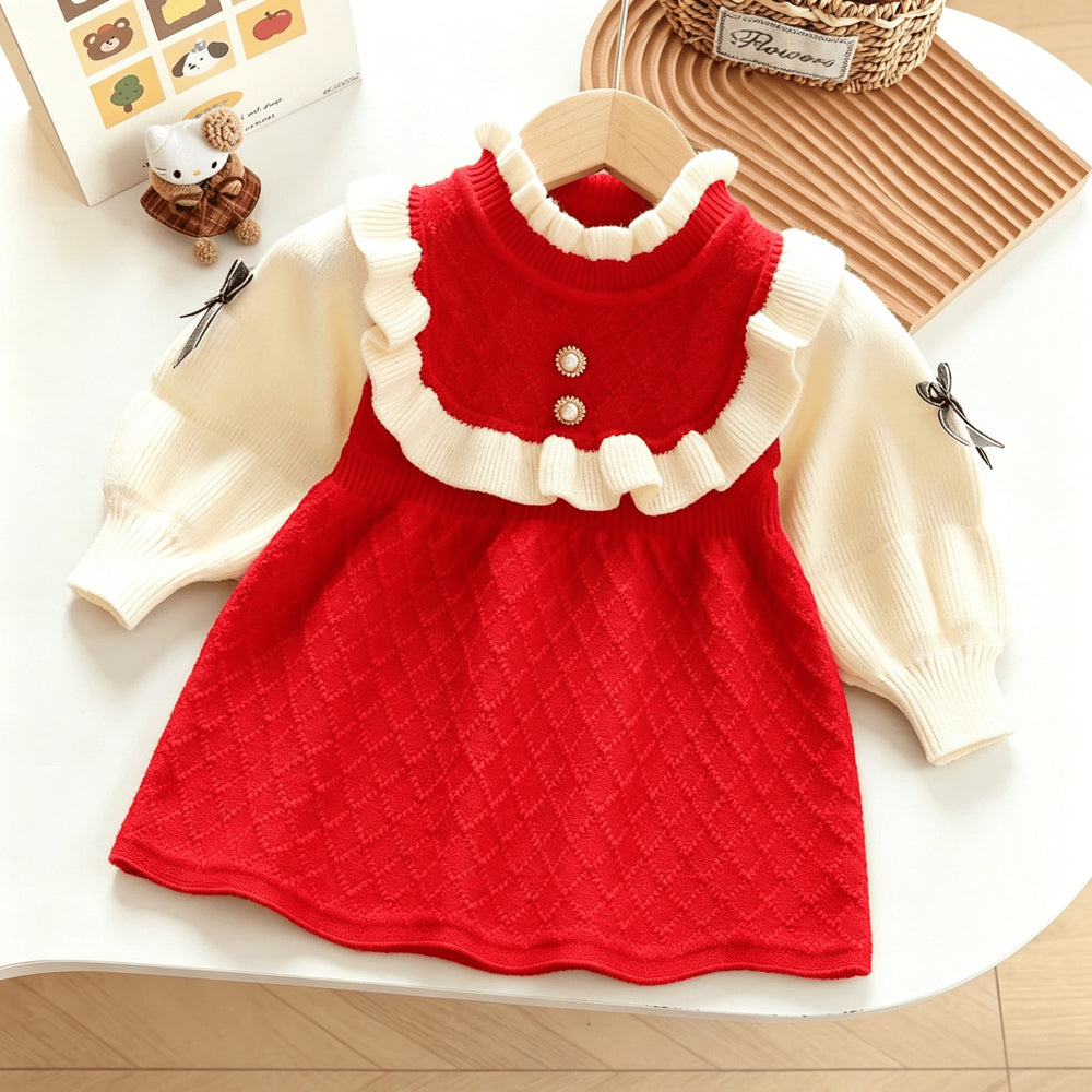Girls' fashionable knitted princess dress - new  autumn/winter collection for baby girls, perfect for first birthday and autumn/winter wear