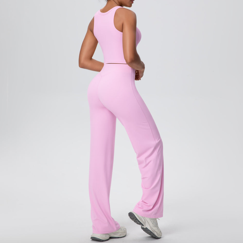 Naked feeling sports beautiful back yoga suit suit high waist silm hip straight-leg pants outdoor running quick-drying fitness suit