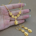 two-piece set women's leaf design necklace and earrings, ethiopian bidayai love necklace set