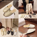 Lazy flatseasiest for match toe soft bottom slippers for women 2025new arrivalfashionfrenchoutwear square toe sandals for women
