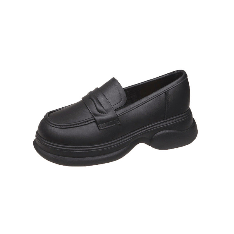 New platform white sneakers for women - spring 2025 collection: chunky sole, french retro, british style, slip-on loafers, and single shoes