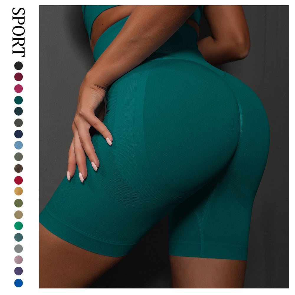 Summer new peach lift high-waisted yoga pants women's butt lifting leggings seamless knit running sports fitness shorts