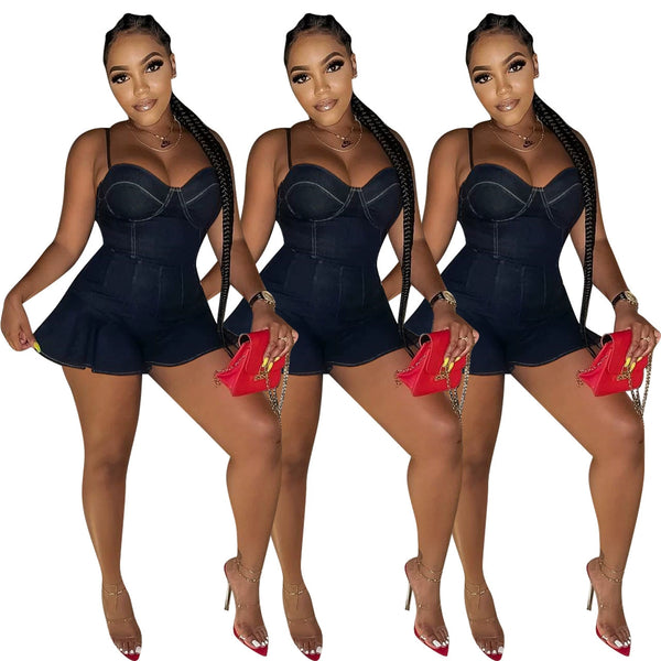 YD1044-B5 special products are non-refundable and non-exchangeable. European and American women's clothing is fashionable and sexy suspender denim jumpsuit.