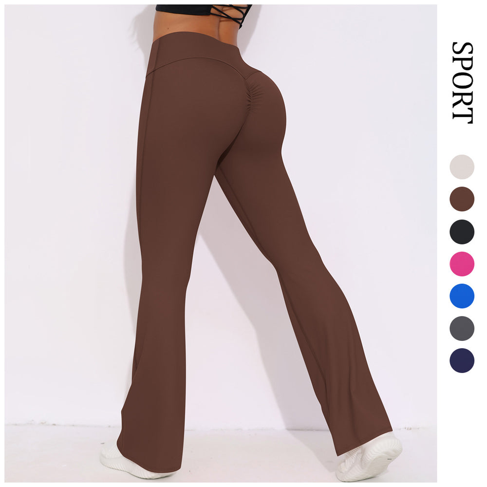 Fashion nude wide leg tight yoga pants high waist hip lifting quick drying micro flared pants casual sports fitness pants flare pants