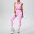 New halter neck backless sports bra set - cloud-soft compression high-waisted butt-lifting yoga outfit - quick-dry running & fitness apparel