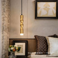 Luxury twisted gold linear pendant light - nordic minimalist single head hanging lamp for bedroom, bar, dining room, hallway, hotel