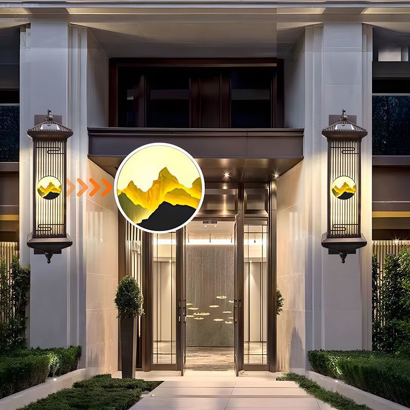 【upgraded & thickened】solar wall light outdoor waterproof villa outdoor porch pillar lamp chinese style balcony hanging light