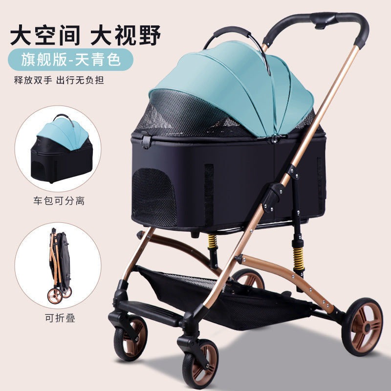 Pet stroller for dogs and cats - portable, foldable, lightweight, and large capacity cat carrier for small to medium breeds