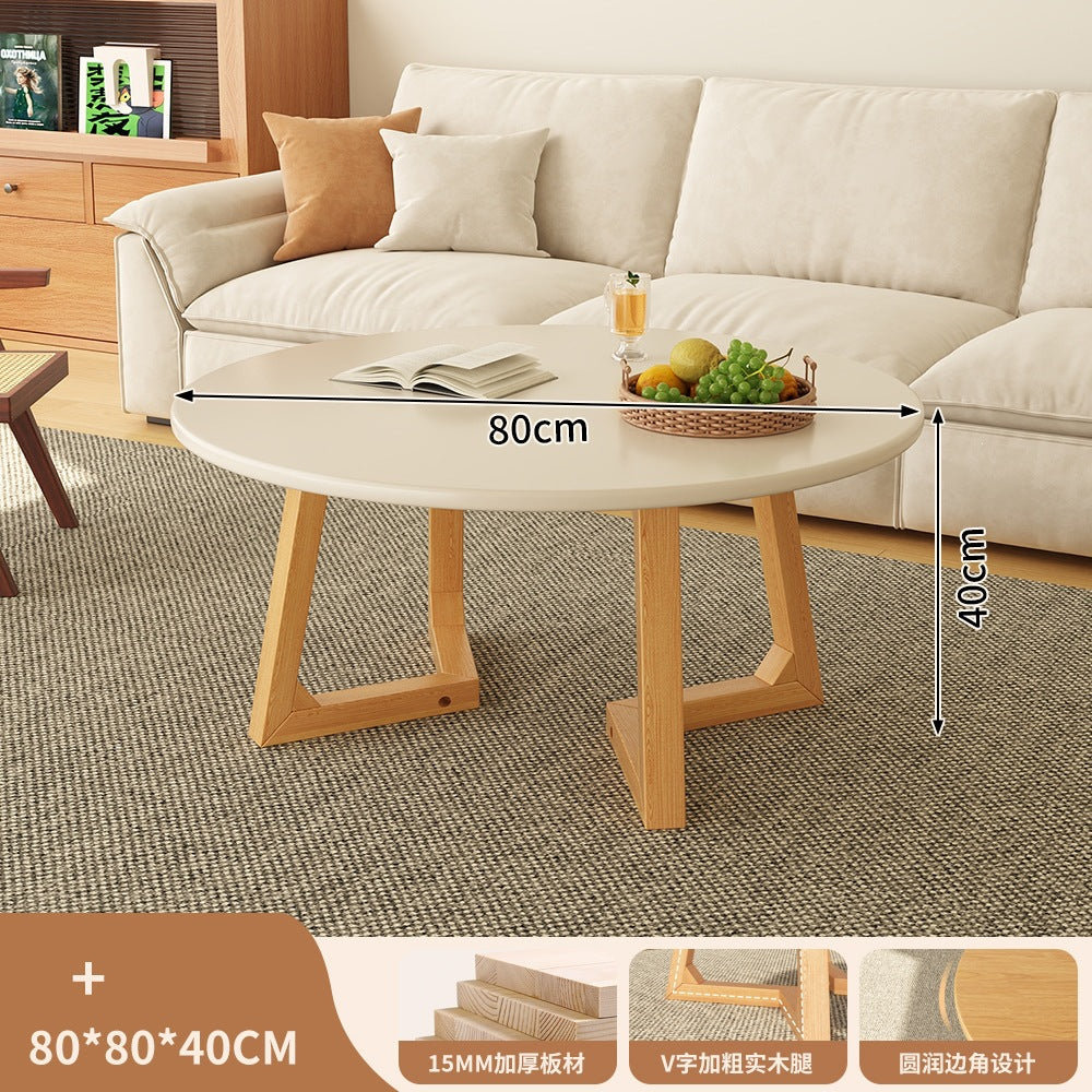 Japanese style solid wood living room coffee table small apartment insfor home log style round side table casual dining tea table