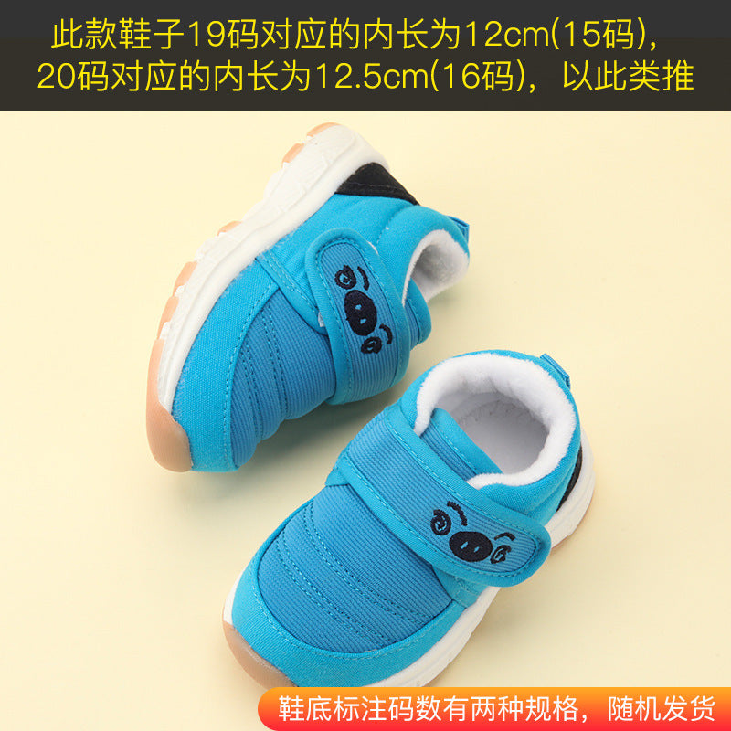 Baby walking shoes for girls, sizes 0-1 to 1-3 years, infant shoes, toddler autumn/winter soft sole, fleece-lined and thickened, cotton shoes for boys