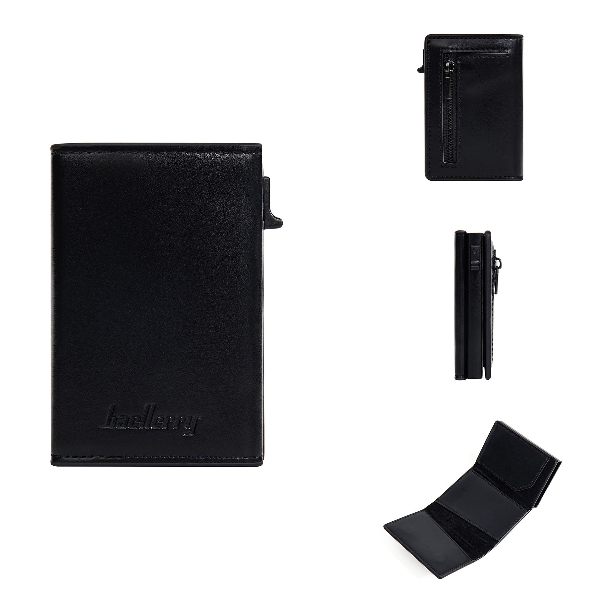 New men's senior sense baellerry side push zipper bag magnet aluminum box RFID elastic card type card bag card holder