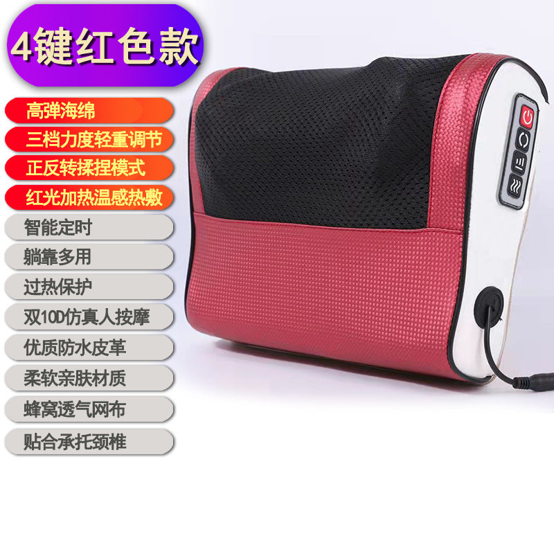 Cervical spine massager neck massage pillow hot compress shoulder lumbar lumbar kneading massager air bag stretching for home
