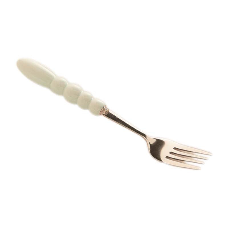 Creamy style 304 stainless steel cutlery set - includes knife, fork, and spoon with ceramic handles. high-style design, perfect for soups. suitable for kids and adults
