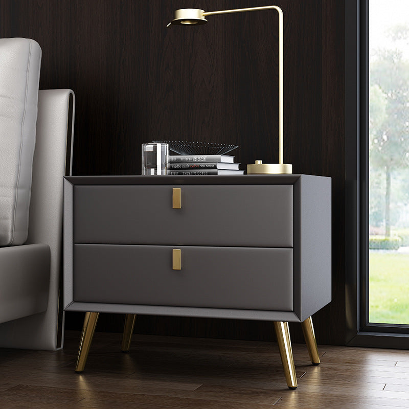 Bedside table free of installation drawer casual postmodern small cabinet accessible luxury scandinavian storage cabinet master bedroom classy leather