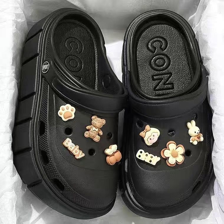 Crocs women's outwear 2025 summer new arrivalplatform shoesthick sole toe-cap half-slippers sandals easiest for matchnon-slip beach slippers