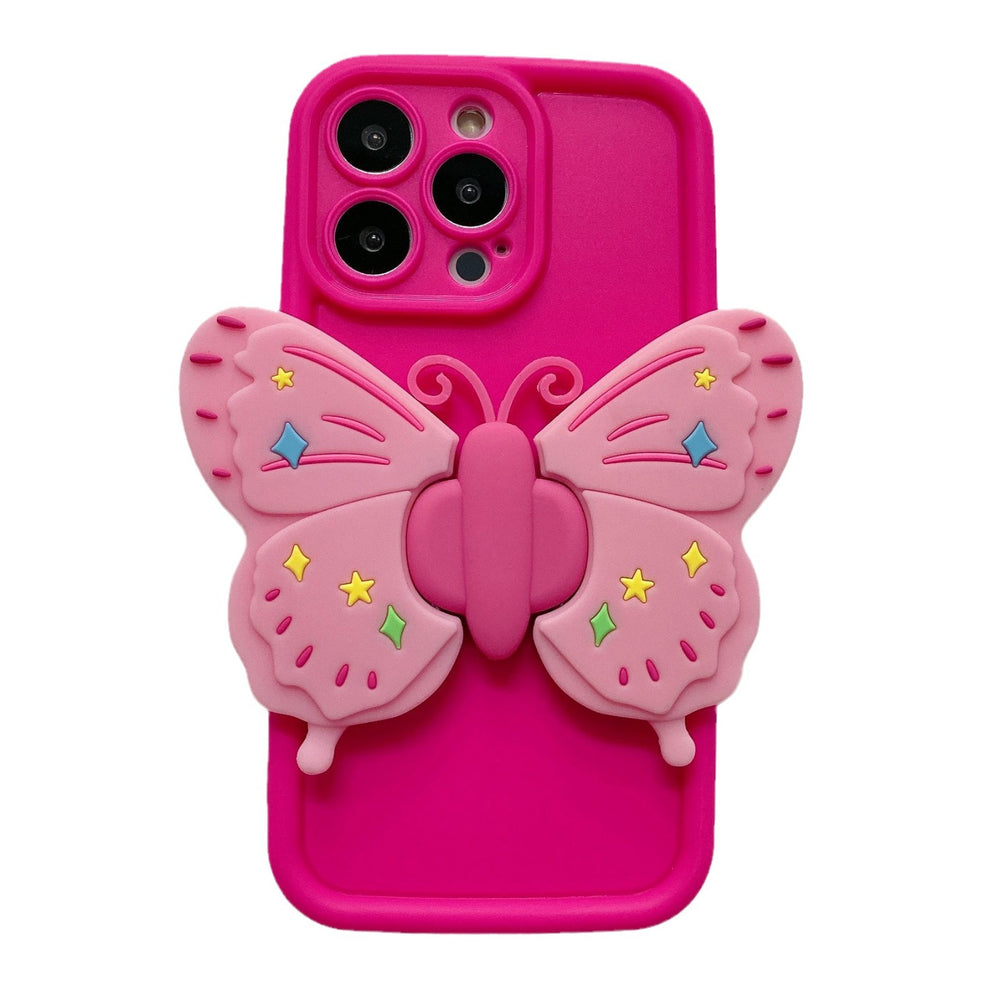 "sky eye" frame compatible with apple 16 pro folding butterfly stand phone case, iphone 11/12 solid color protective cover