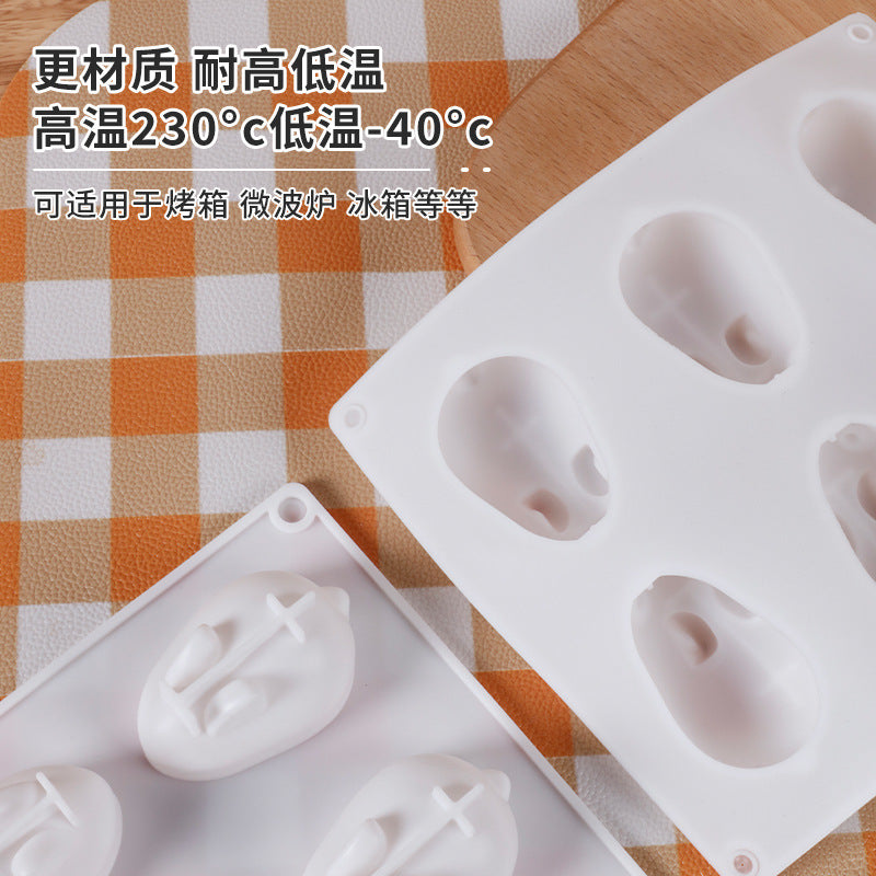 Silicone 6-cavity bunny mousse mold - diy halloween chocolate baking cake mold