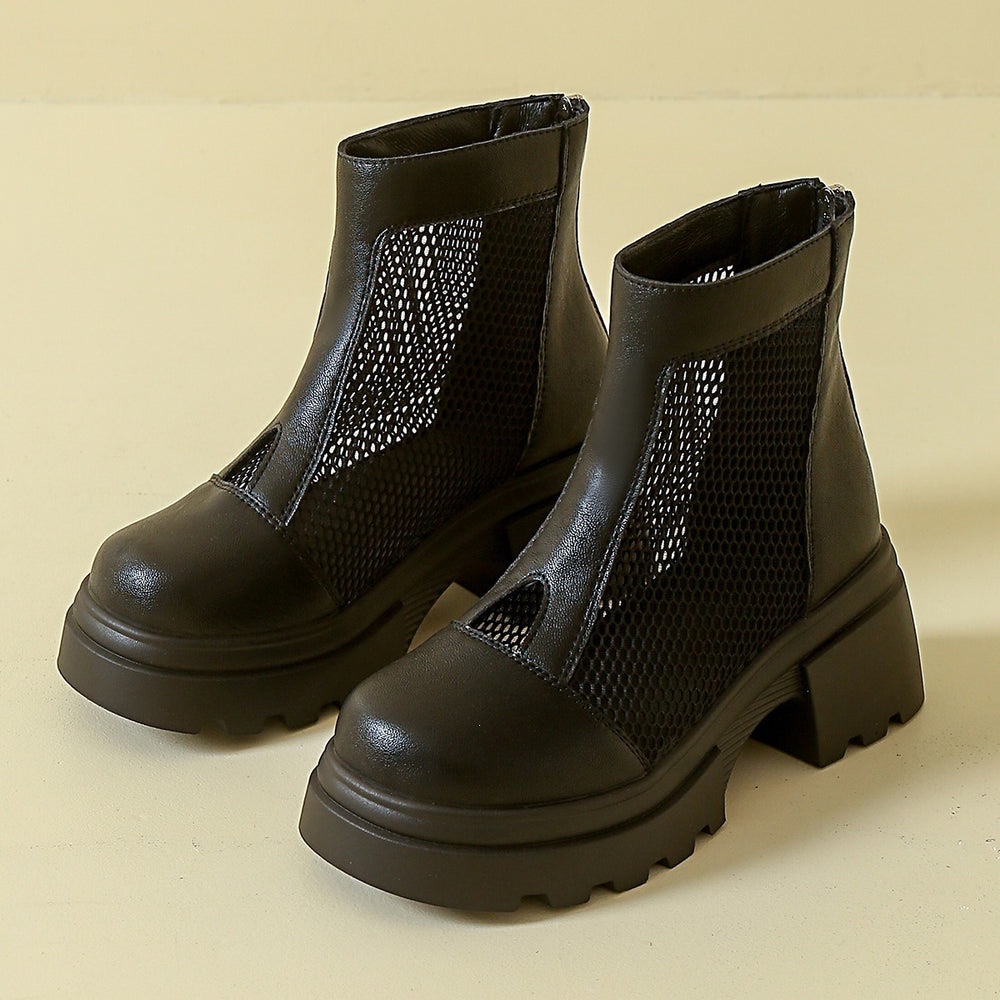 martin boots for women summer thin women's mesh breathable cut out short boots with thick bottom petites mesh cool boots