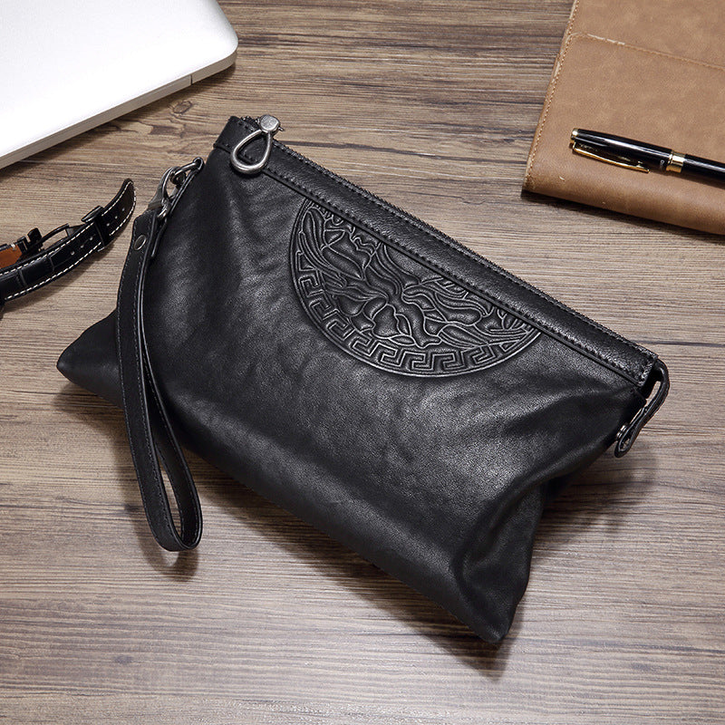 Leather men's bag business casual men's cowhide clutch envelope bag fashion large capacity clutch bag men's bag bag