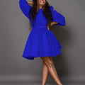 D3269  foreign trade women's new fashion elegant puff sleeve cinched waist european and american style dress