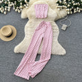 Lazy style strappy tube top vest high waist polka dot pants women's summertwo-piece setwork clothingslimming lookeleganteasiest for matchsuit