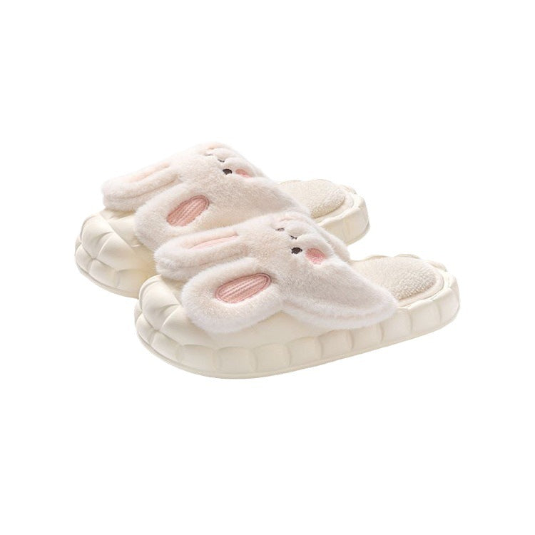 Women's cloud slippers - new 2023 autumn/winter indoor home cute plush rabbit warm cotton slippers