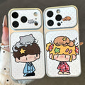 Polka dot pajama couple animal-themed phone case for apple 17, soft and cute iphone 16 large window electroplated case 15