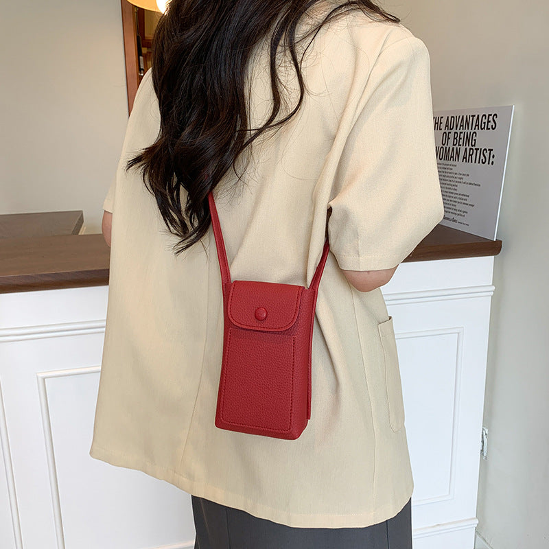Cross-border premium soft leather messenger mobile phone bag women's 2025 summer new shopping and walking mini macaron shoulder bag