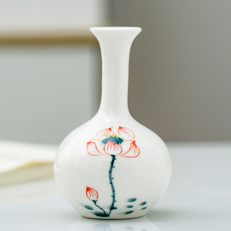 陶瓷手绘小摆件个性时尚小花瓶家居茶道装饰品水培干花花插小花器