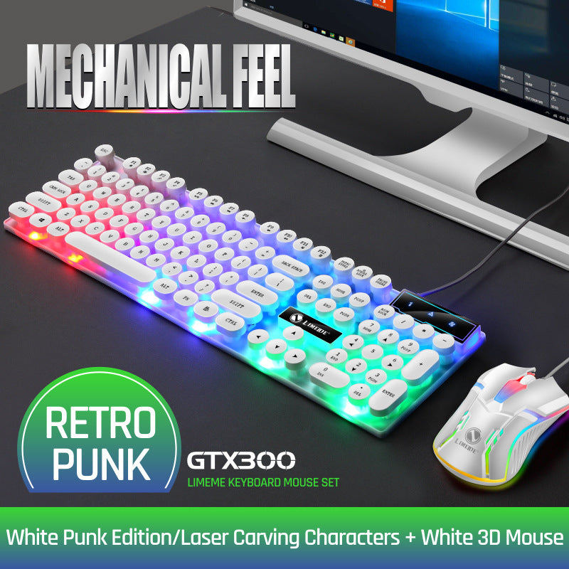 Limei gtx300 keyboard and mouse combo - punk retro backlit gaming usb wired floating keycap set