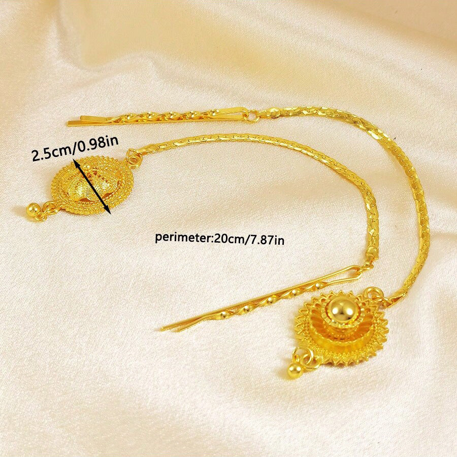 1pcs new women's head chain, gold-plated copper, smooth pendant chain, suitable for daily wear, holidays, and parties