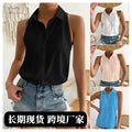 Satin sleeveless blouse for women - new spring satin top - casual commute solid color blouse - wholesale