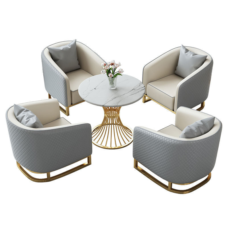 Hotel lobby sofa chair rest area reception booth sales office reception negotiation table and chair combination solid wood frame