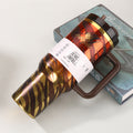 cool tiger pattern 40oz stanley ice cup large capacity straw cup 304 stainless steel handle thermos cup