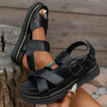 summer solid color round toe criss-cross ankle strap fashion european and american style women's plus size platform sandals
