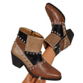 plus size 26 fall and winter new arrival studded side zipper short boots women's european and american pointed toe thick heel chelsea boots wholesale