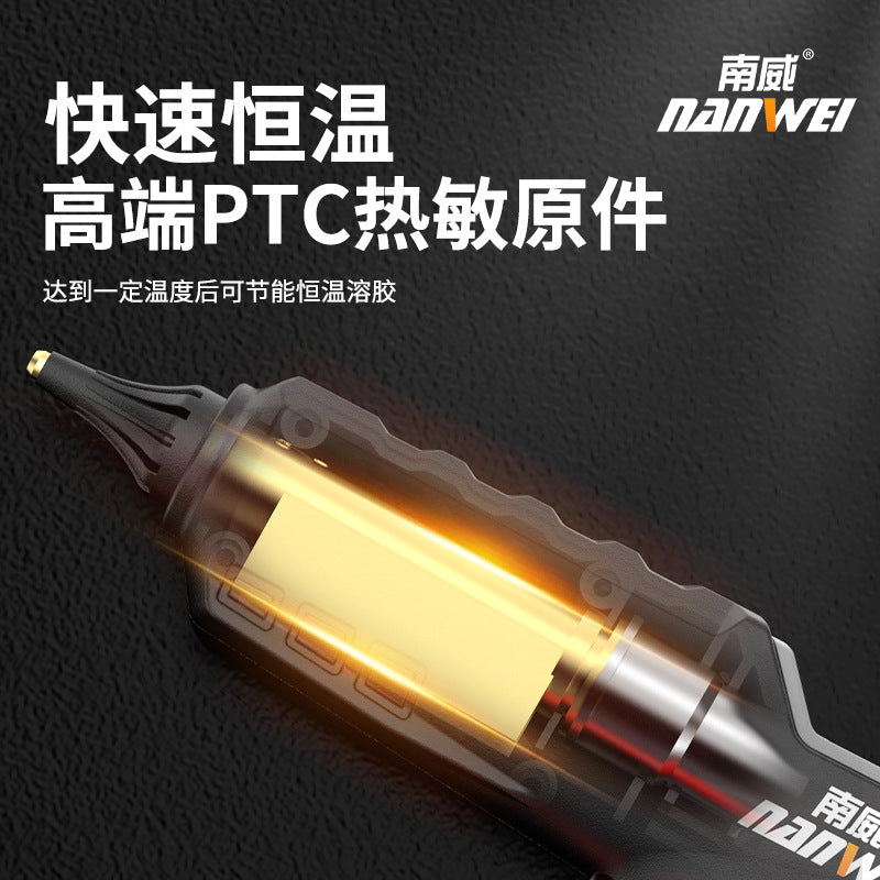 Nanwei lithium electric hot melt glue gun wireless for home handmade hot glue gun 21v rechargeable hot melt gun 11mm glue