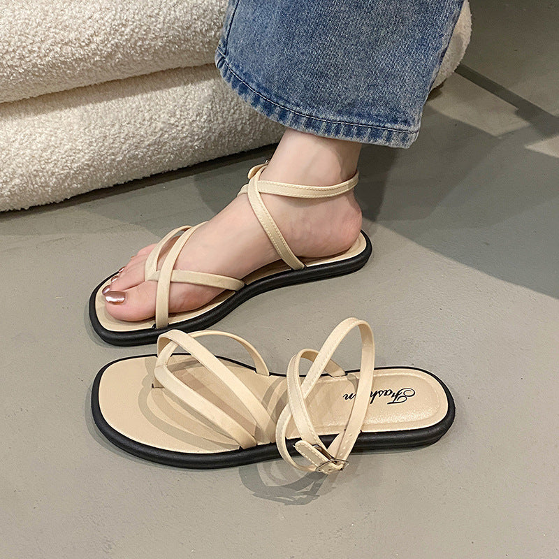 2025 new collection women's thong sandals - summer outdoor wear, flat roman sandals, one-strap flip-flops, women's footwear for export