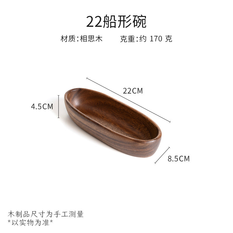 Walnut wood fruit platter solid wood round salad bowl dish dinner plate household kids fruit plate wholesale wooden tray
