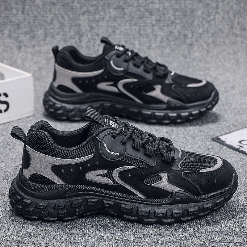 Dad shoes 2025 autumn mesh breathable wear-resistant casual shoes anti-slip running sneakers trendy tire sole men's shoes