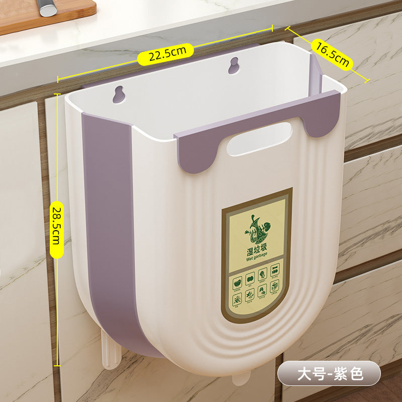 Kitchen trash can hanging for home kitchen waste classification foldable cabinet door wall hanging bathroom toilet storage wastebasket