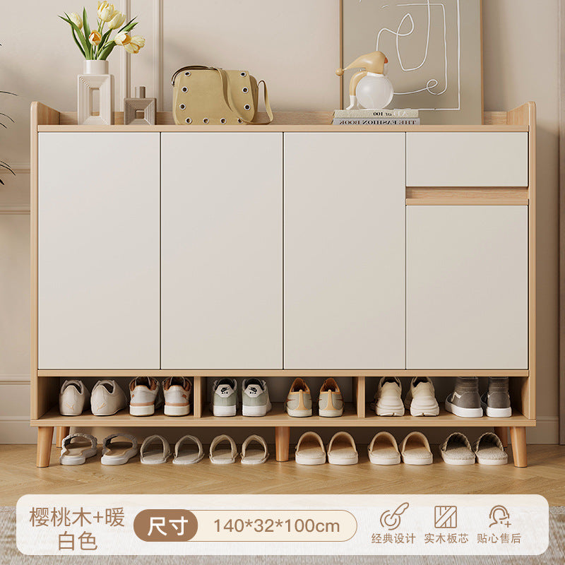 Solid wood shoe cabinet home entrance 2025 new entrance storage cabinet integrated against the wall corridor elevator entrance shoe rack