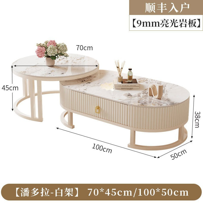 Cream style slate coffee table living room for homeaccessible luxury modern casual small apartment tea table popularfor home living room coffee table