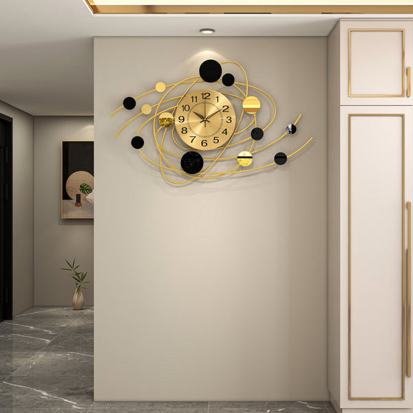 Wrought iron wall clock, watch, Nordic light luxury silent living room decoration wall hanging, no punching restaurant clock,   model