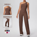 New arrival: cross-border double-sided brushed microfiber solid color compression set - high-stretch activewear for running, fitness, and yoga (two-piece)