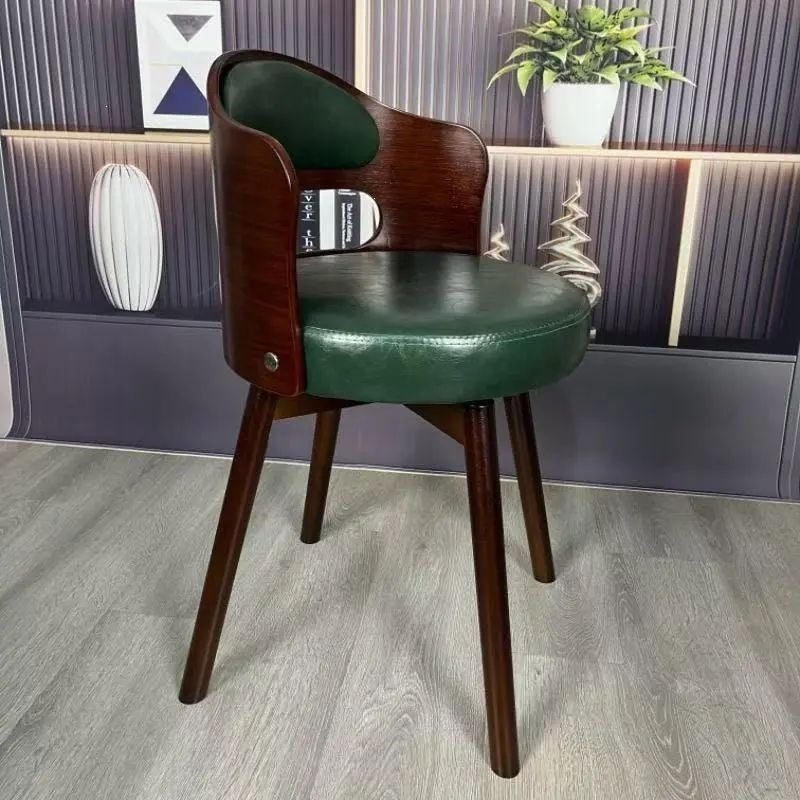 Solid wood rotating desk chair - light luxury makeup computer stool - dining chair - retro children's study bedroom furniture